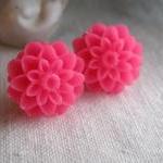 Hot Pink Dahlia Earrings