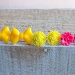Set Of 3 Neon Studs Bow Fl..